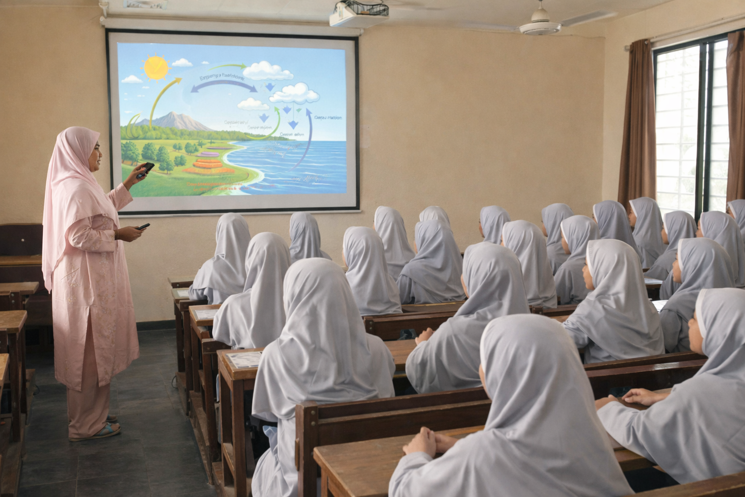 Digital classroom with students